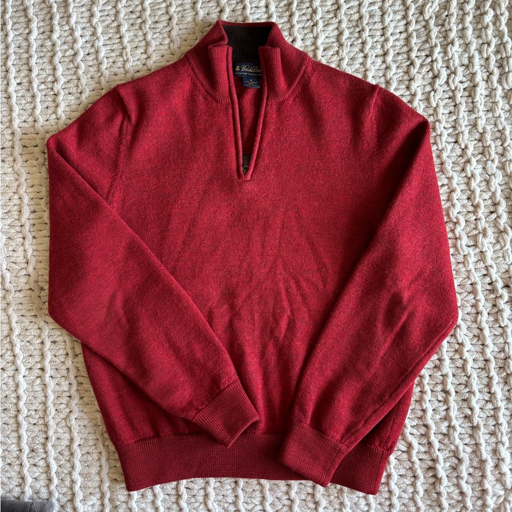 Brooks Brothers 100% Merino Wool Quarter Zip Sweater